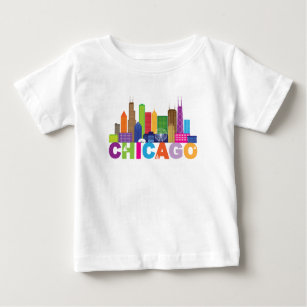 Chicago City Skyline Typography Baby T-Shirt
