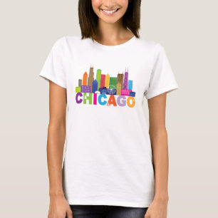 Chicago City Skyline Typography T-Shirt