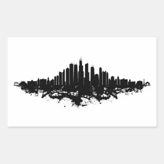 Chicago City Skyline Watercolor Black and White Sticker