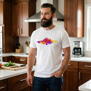 Chicago City Skyline Watercolor on White T-Shirt