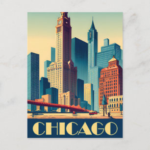 Chicago, City Skyscrapers, Travel Postcard