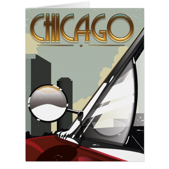 Chicago City vintage auto travel poster (Front)