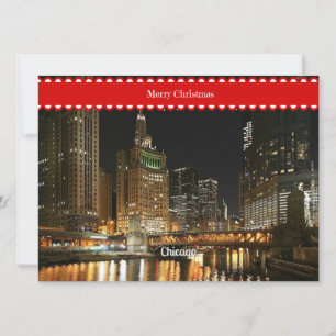 Chicago cityscape, Christmas greetings, Card