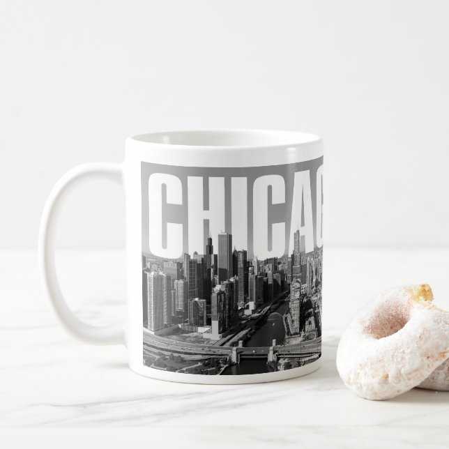 Chicago Cityscape Coffee Mug (With Donut)
