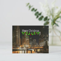 Chicago cityscape, Merry Christmas,