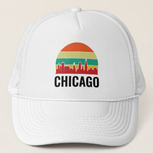 Chicago Cityscape Vintage Sunset Trucker Hat