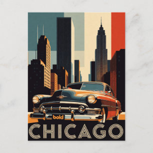 🌆 Chicago Classic Car Skyline Drive Postcard