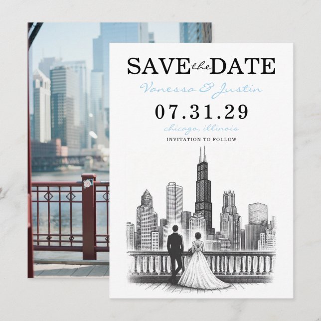Chicago Couple Save The Date (Front/Back)