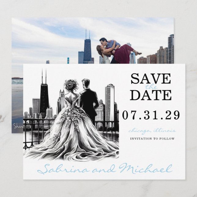 Chicago Couple Save The Date (Front/Back)