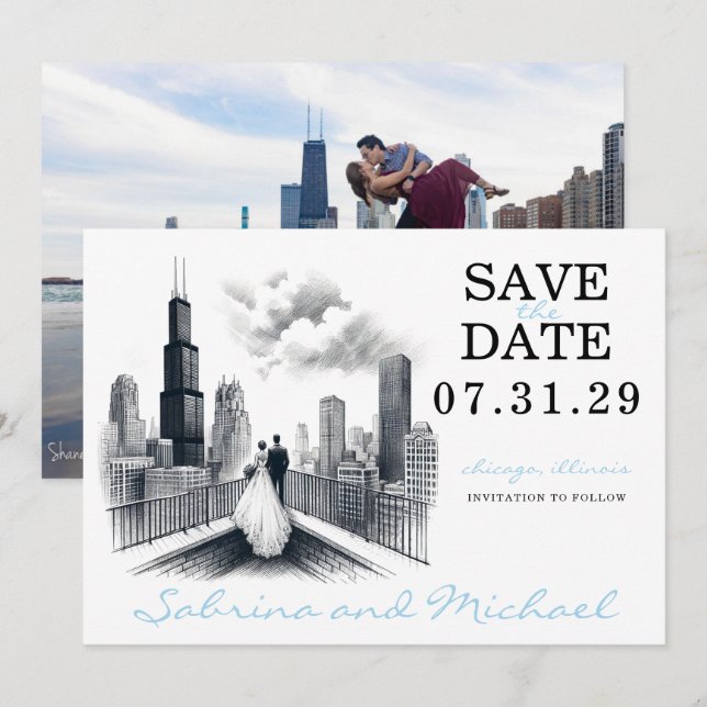 Chicago Couple Save The Date (Front/Back)