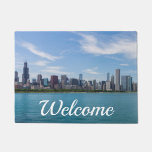 Chicago Day Cityscape Welcome Doormat