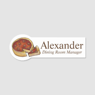 Chicago Deep Dish Pepperoni Pizza Italian Pizzeria Name Tag