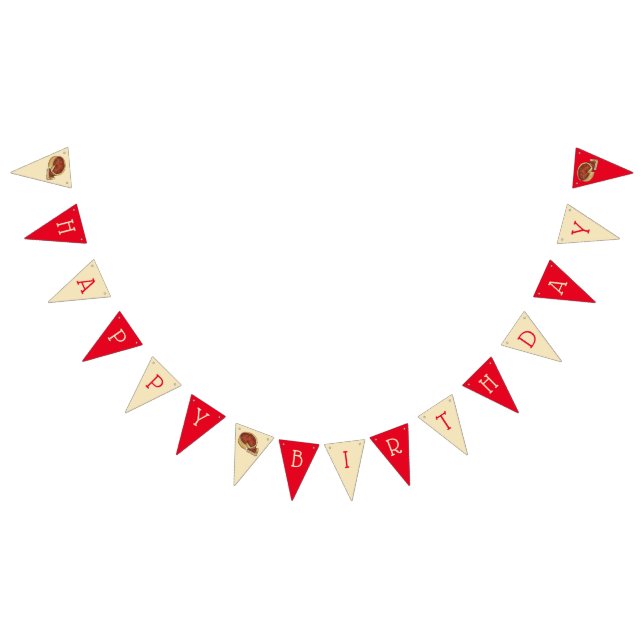 Chicago Deep Dish Pizza Party Happy Birthday Bunting Flags (All)