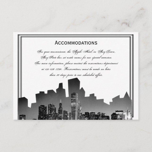 Chicago Destination Wedding Accomodations Enclosure Card (Front)
