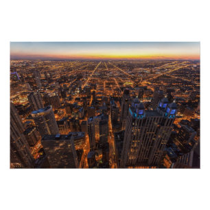 Chicago downtown at sunset poster