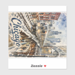 Chicago El Train in the Winter Snow