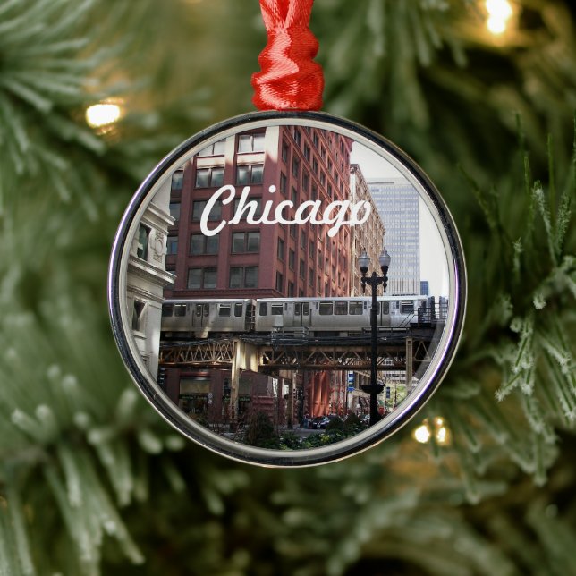 Chicago Elevated Loop Train Holiday Metal Ornament (Tree)