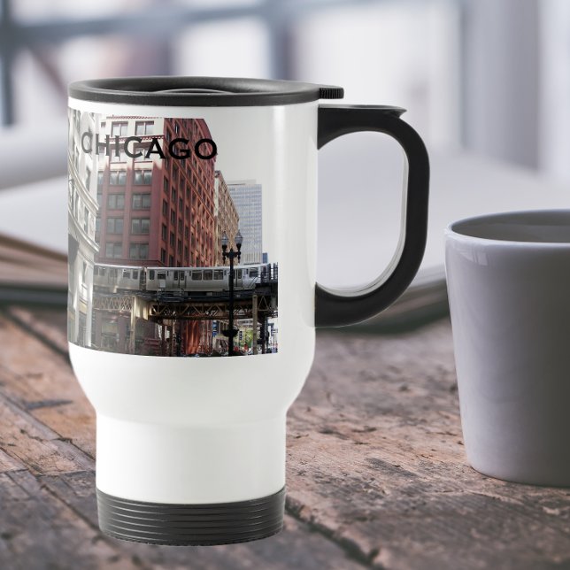 Chicago Elevated Loop Train Travel Mug (In Situ)
