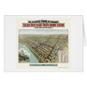 Chicago Elevated Trains, IL Panoramic Map - 1893