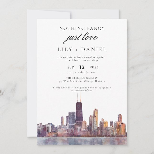 Chicago Elopement Wedding Reception Invitation (Front)
