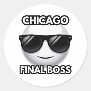 Chicago Final Boss Cool Emoji  Classic Round Sticker