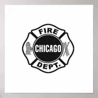 Chicago Fire Dept Black Logo  Poster