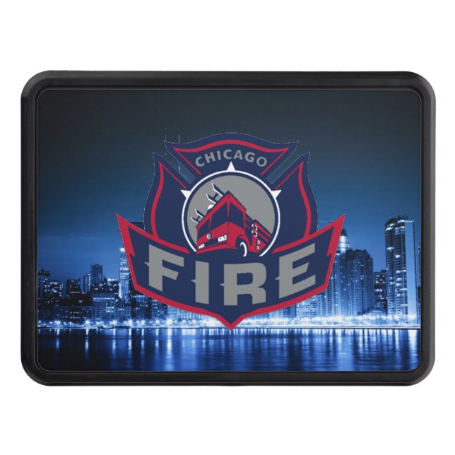 Chicago Fire With Skyline Trailer Hitch Cover (Front)