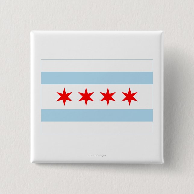 Chicago Flag 2 Inch Square Button (Front)