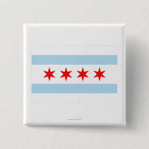 Chicago Flag 2 Inch Square Button