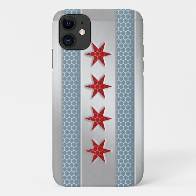 Chicago Flag Brushed Metal Case-Mate iPhone Case (Back)
