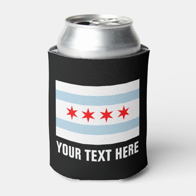Chicago flag can coolers | Custom beer holder (Can Front)