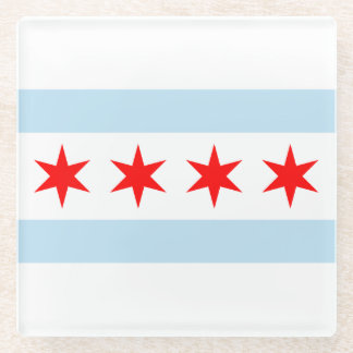 Chicago Flag Glass Coaster