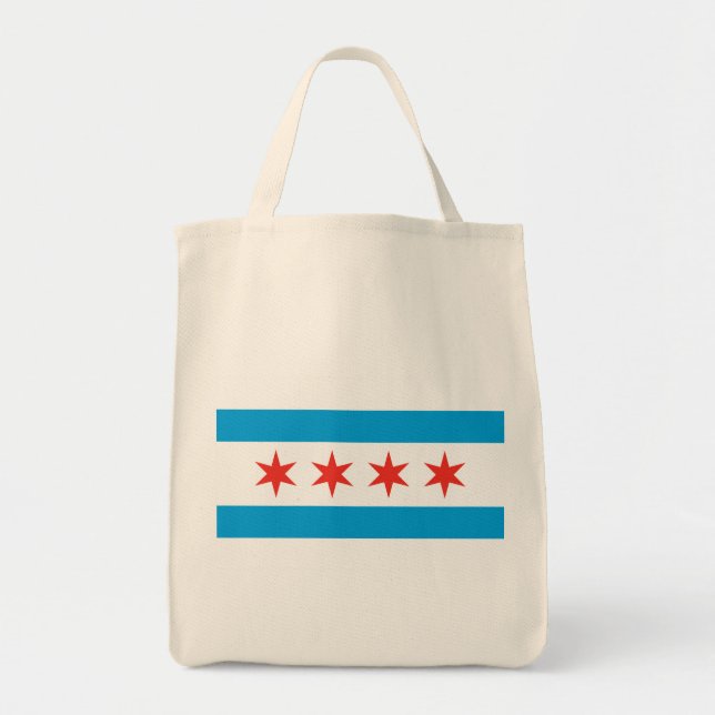 Chicago Flag Grocery Tote Bag (Front)