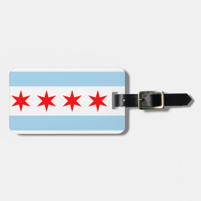 Chicago Flag Luggage Tag (Front Horizontal)