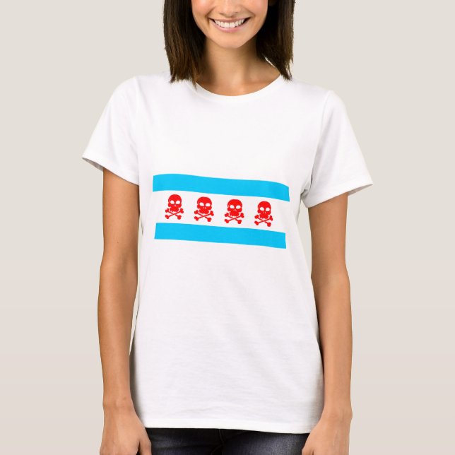 Chicago Flag Skulls Clothing T-Shirt (Front)