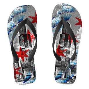 Chicago Flag Skyline Art Flip Flops