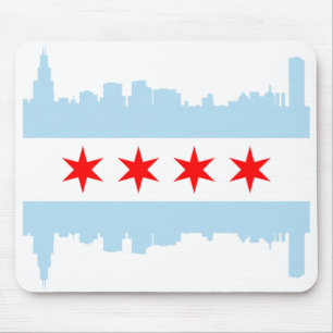 Chicago Flag Skyline Mouse Pad