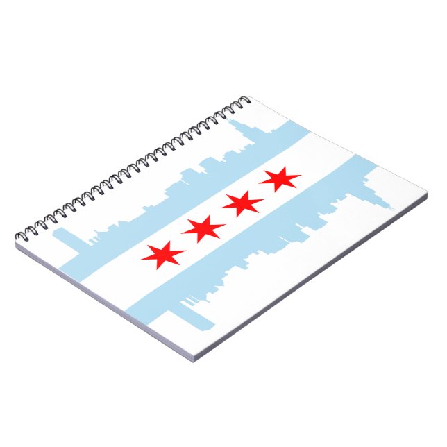 Chicago Flag Skyline Spiral Bound Notebook (Left Side)