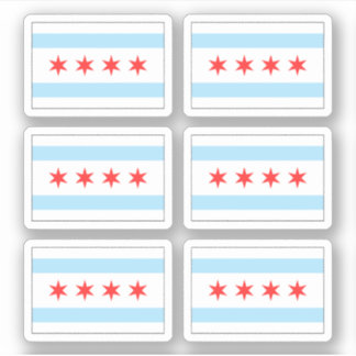 Chicago flag stickers, set of six