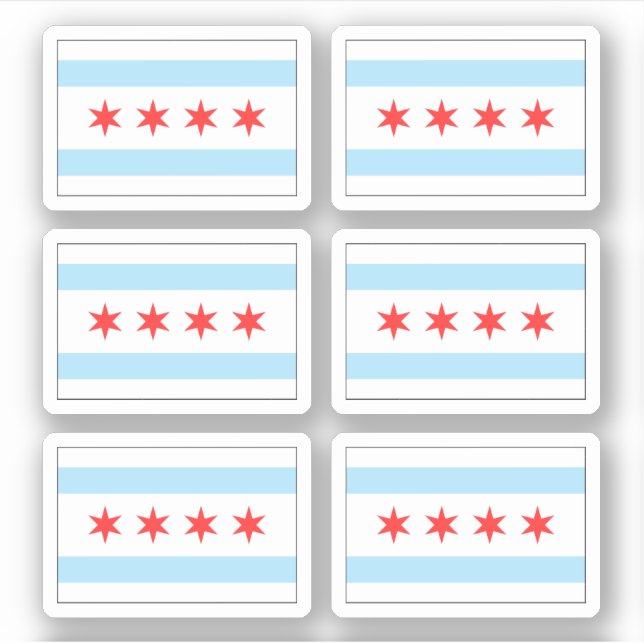Chicago flag stickers, set of six (Front)