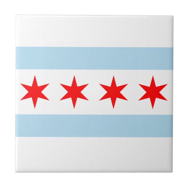 Chicago Flag Tile Coaster (Front)