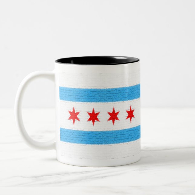 Chicago Flag Two-Tone Coffee Mug (Left)