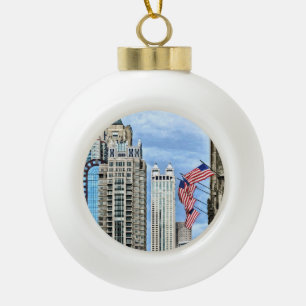 Chicago - Flags Along Michigan Avenue Ceramic Ball Christmas Ornament