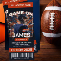 Chicago Football Ticket Birthday Invitation