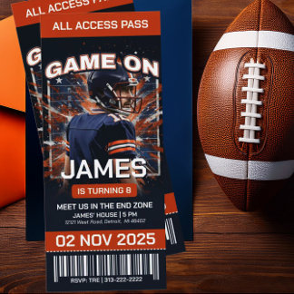 Chicago Football Ticket Birthday Invitation