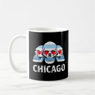 Chicago  for Men Chicago Flag Artwork with Skulls  Coffee Mug