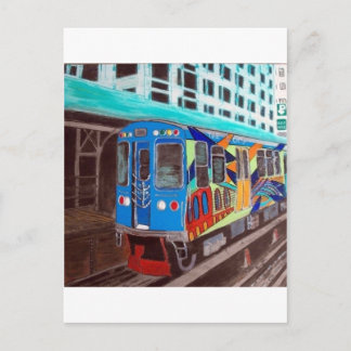 Chicago Graffiti El Train Postcard