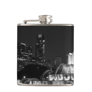 Chicago Grant Park Grayscale Hip Flask