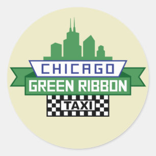 Chicago Green Ribbon Taxi Logo - Fan Art Classic Round Sticker