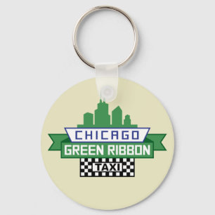 Chicago Green Ribbon Taxi Logo - Fan Art Keychain